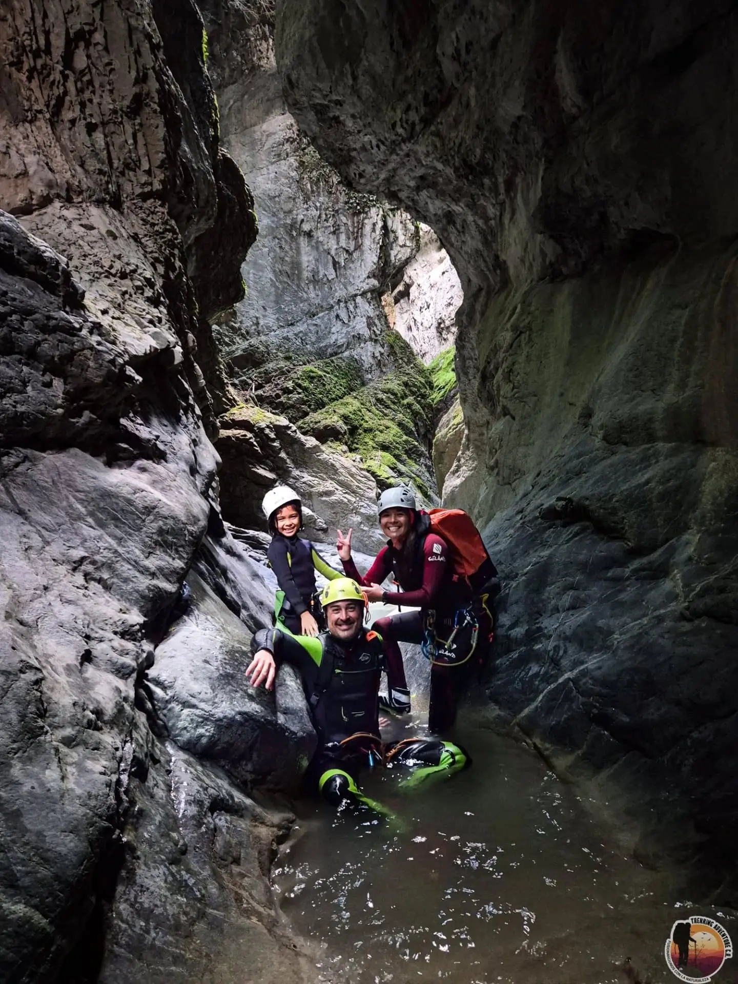 Family hiking together on an adventure trail in Costa Rica