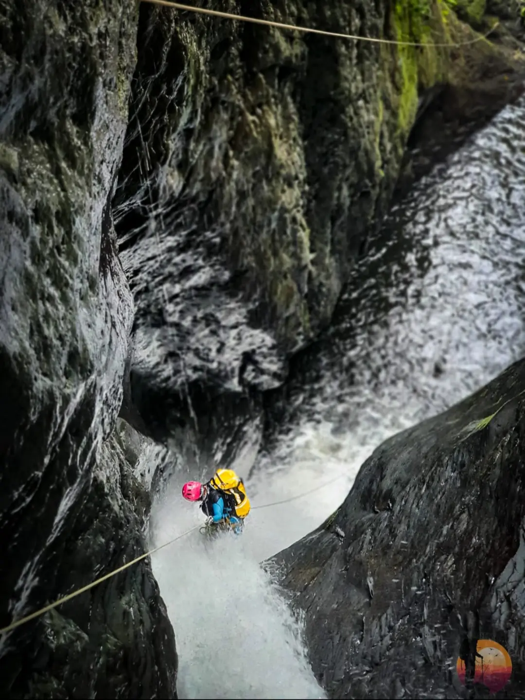 Canyoning waterfall rappel at Las Trillizas, Santa Cruz de Turrialba