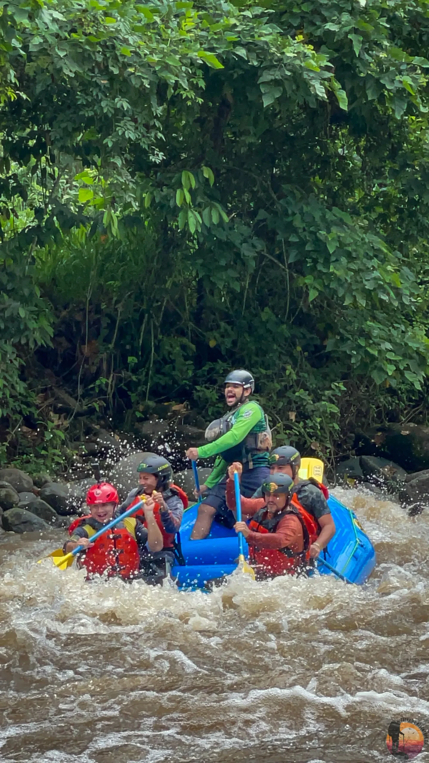 Rafting through white water rapids in Costa Rica