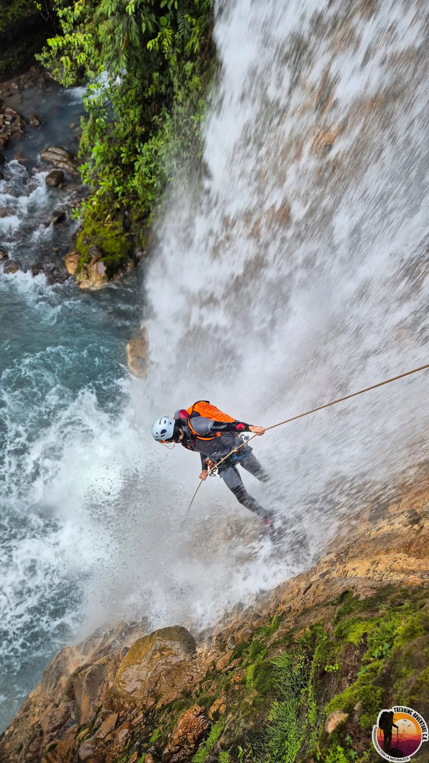 Waterfall rappelling at Bijagual Waterfall, Costa Rica
